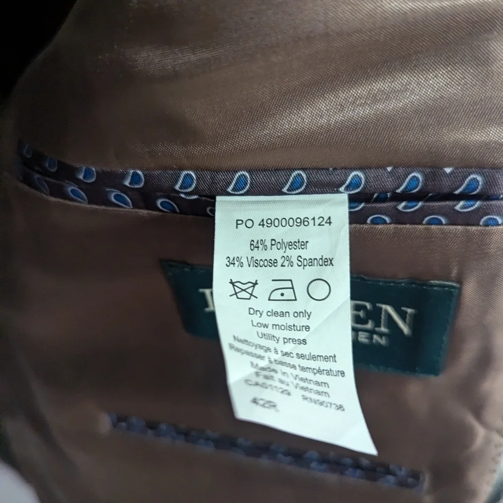 Lauren Ralph Lauren Mens 42R Blazer Herringbone Brown Tan Jacket Top